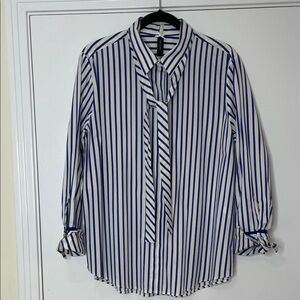 Marc Cain Blue and White Striped Shirt